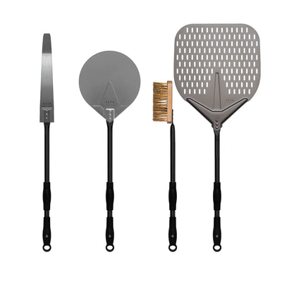 Alfa Pizza Peel Large Set - 4 Pieces: LARGE PIZZA PEEL + ROUND PEEL + BRUSH + EMBER MOVER