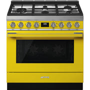Estufa de gas Portofino "Pro Style" All-Gas 36" 5 quemadores, 4 modos de hornear, incluye triple conversión, amarilla image 0