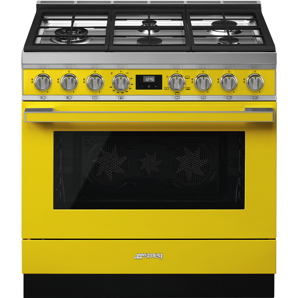 Estufa de gas Portofino "Pro Style" All-Gas 36" 5 quemadores, 4 modos de hornear, incluye triple conversión, amarilla image 0