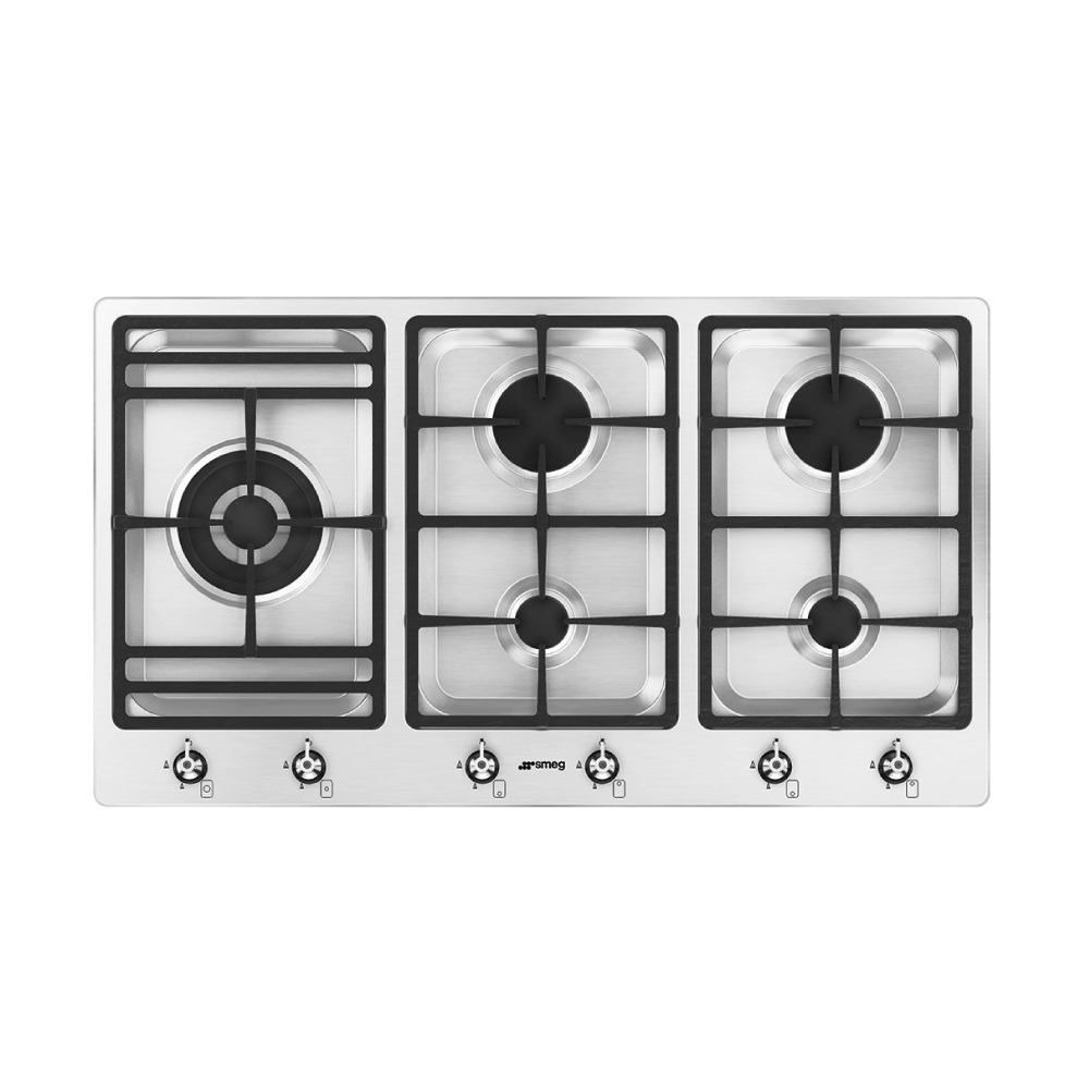 Smeg - Estufa de tope de gas; 5 quemadores en acero inoxidable image 0